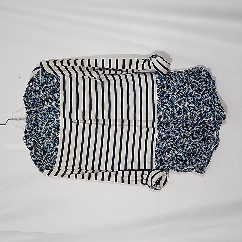 Anthropologie Postmark Paisley Striped Button Down Roll Up Blouse Size M - Picture 4 of 8